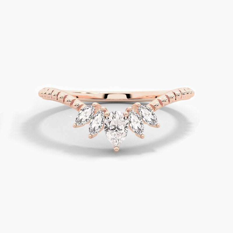 18k Solid Gold Five Stone Stackable Band for Anniversary - View 9 | Riyanika Jewels