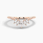 14K Solid Gold Five Stone Stackable Band for Anniversary