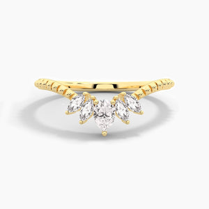 14K Solid Gold Five Stone Stackable Band for Anniversary