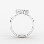18K Solid Gold Lab Grown Diamond Toi et Moi Ring – Marquise & Round Two-Stone Engagement Ring - Side View | Riyanika Jewels
