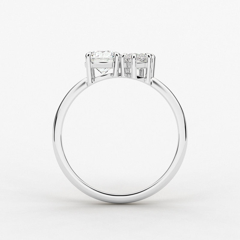 14K 1.5ct Lab Grown Diamond Round Cut Toi et Moi Engagement Ring