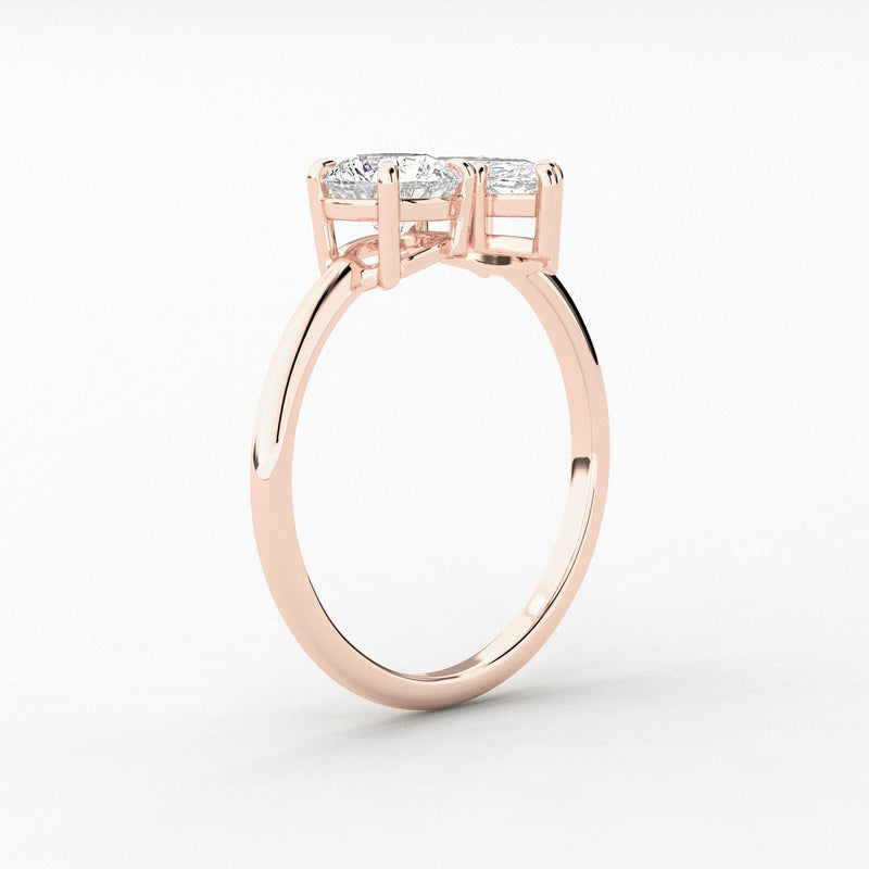 14K 1.5ct Natural Diamond Round Cut Toi et Moi Engagement Ring