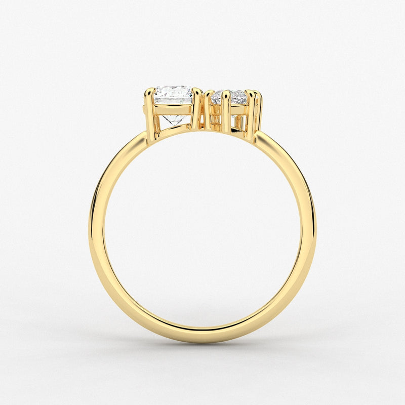 14K 1.5ct Lab Grown Diamond Round Cut Toi et Moi Engagement Ring