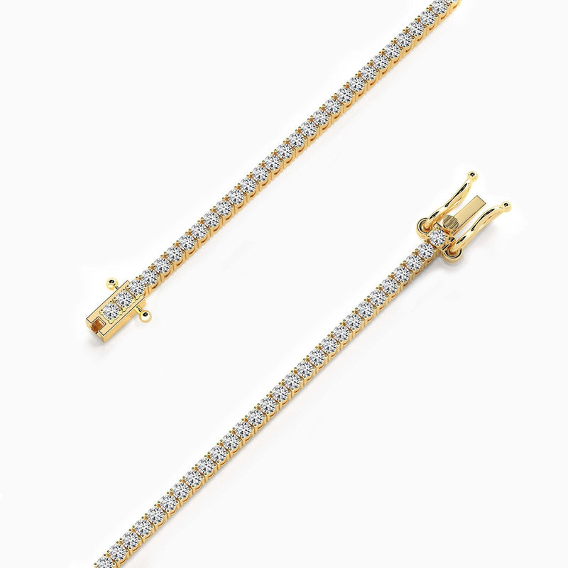 18K Solid Gold Natural Diamond Dainty Tennis Bracelet – 2.00mm Stackable Design for Women - View 6