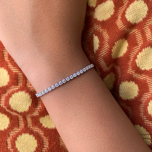 18K Solid Gold Natural Diamond Dainty Tennis Bracelet – 2.00mm Stackable Design for Women