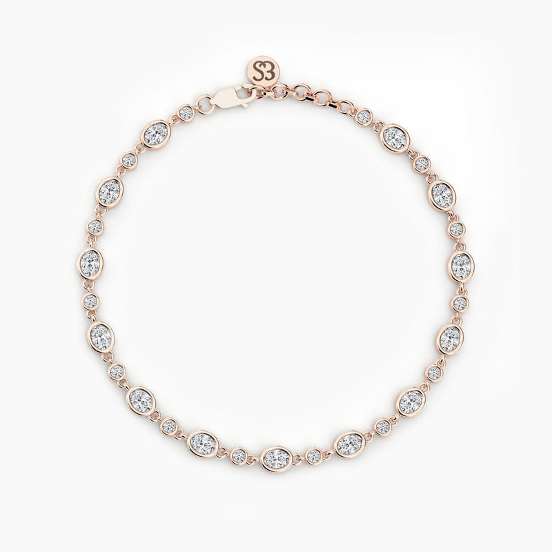 18K Solid Gold Lab Grown Diamond Oval Cut Tennis Bracelet | Delicate Layering Piece for Women - View 6 | Riyanika Jewels