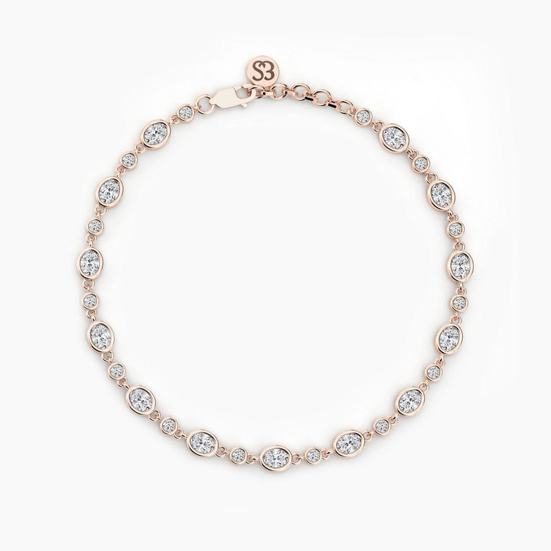 14K Natural Diamond Oval Cut Tennis Bracelet