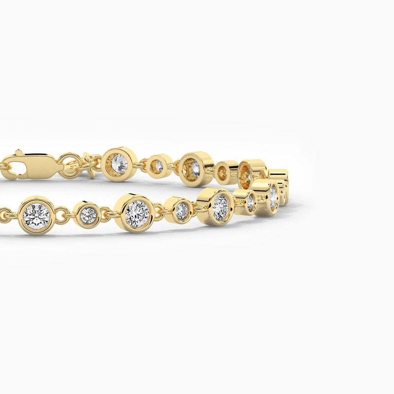 18K Solid Gold Natural Diamond Round Cut Tennis Bracelet – Delicate Stacking Wedding Gift - Detail