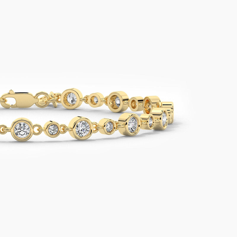14K Natural Diamond Round Cut Tennis Bracelet