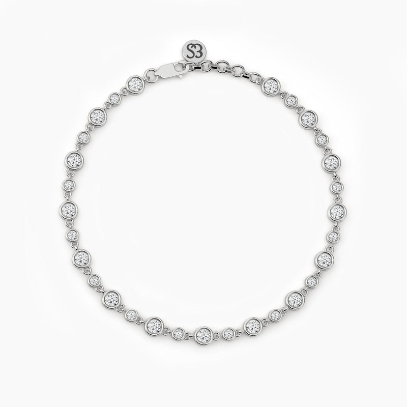 18K Solid Gold Lab Grown Diamond Round Cut Tennis Bracelet – Delicate Stacking Wedding - Alternate Angle | Riyanika Jewels