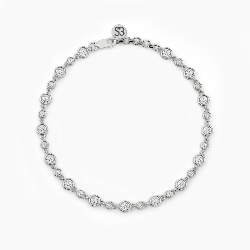 14K Natural Diamond Round Cut Tennis Bracelet