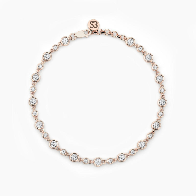 14K Natural Diamond Round Cut Tennis Bracelet