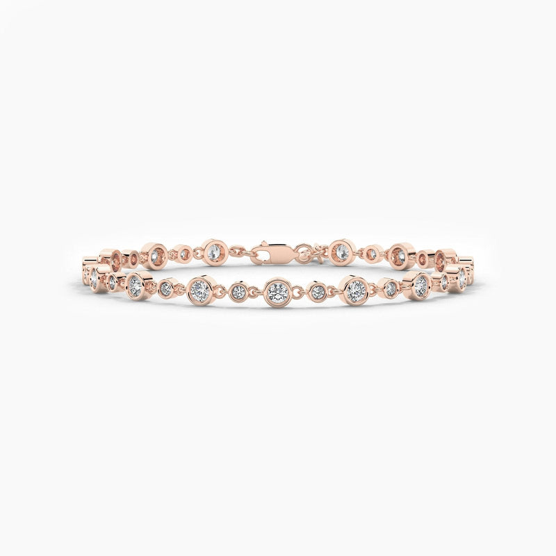 14K Natural Diamond Round Cut Tennis Bracelet