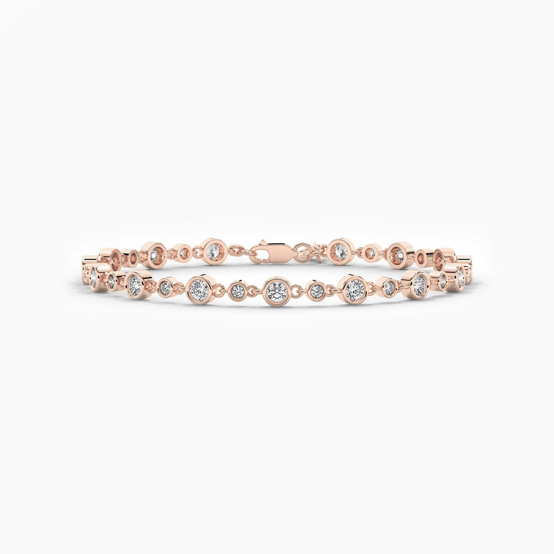 18K Solid Gold Natural Diamond Round Cut Tennis Bracelet – Delicate Stacking Wedding Gift - View 9