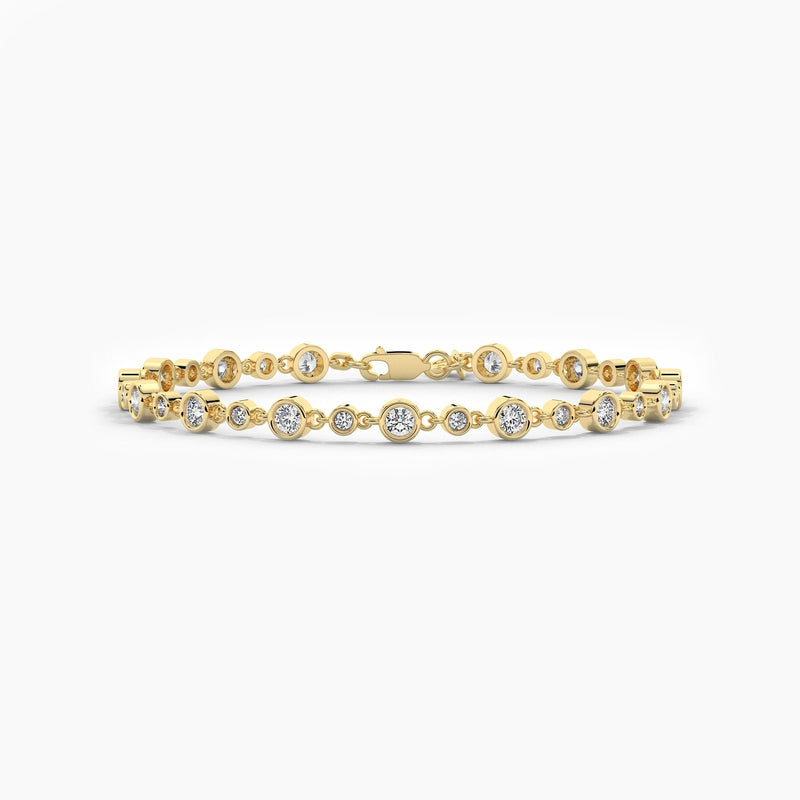 18K Solid Gold Natural Diamond Round Cut Tennis Bracelet – Delicate Stacking Wedding Gift