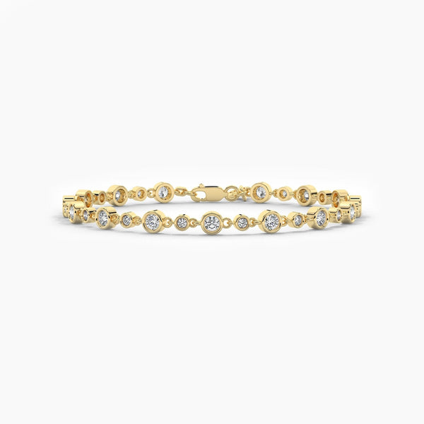 14K Natural Diamond Round Cut Tennis Bracelet
