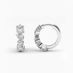 18K Solid Gold Lab Grown Diamond Multi-Shape Huggie Earrings - Close Up | Riyanika Jewels