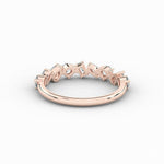18K Solid Gold Natural Diamond Multi-Shape Half Eternity Band – Unique Cluster Wedding Ring - View 8
