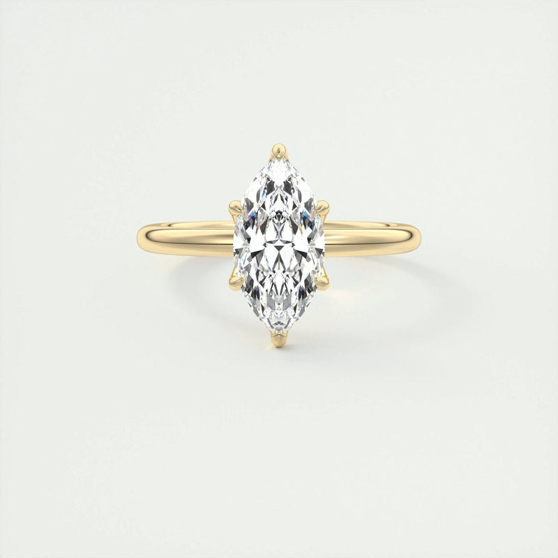 18K Solid Gold 1.50 CT Natural Diamond Marquise Cut Prong Set Engagement Ring