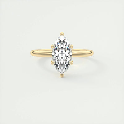 18K Solid Gold 1.50 CT Natural Diamond Marquise Cut Prong Set Engagement Ring