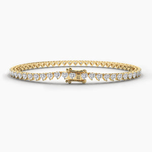 14K Solid Gold Natural Diamond Heart Cut Tennis Bracelet – Perfect Wedding or Christmas Gift