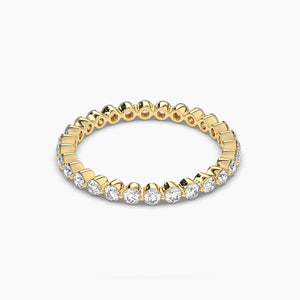 18K Solid Gold Natural Diamond Floating Eternity Band – Sparkling Single Prong Wedding Ring