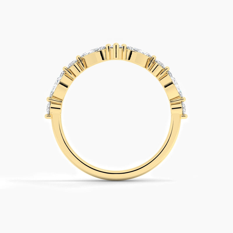14K Solid Gold Natural Diamond Curved Wedding Band – Matching Stackable Promise Ring for Women