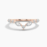 14K Solid Gold Natural Diamond Curved Wedding Band – Matching Stackable Promise Ring for Women