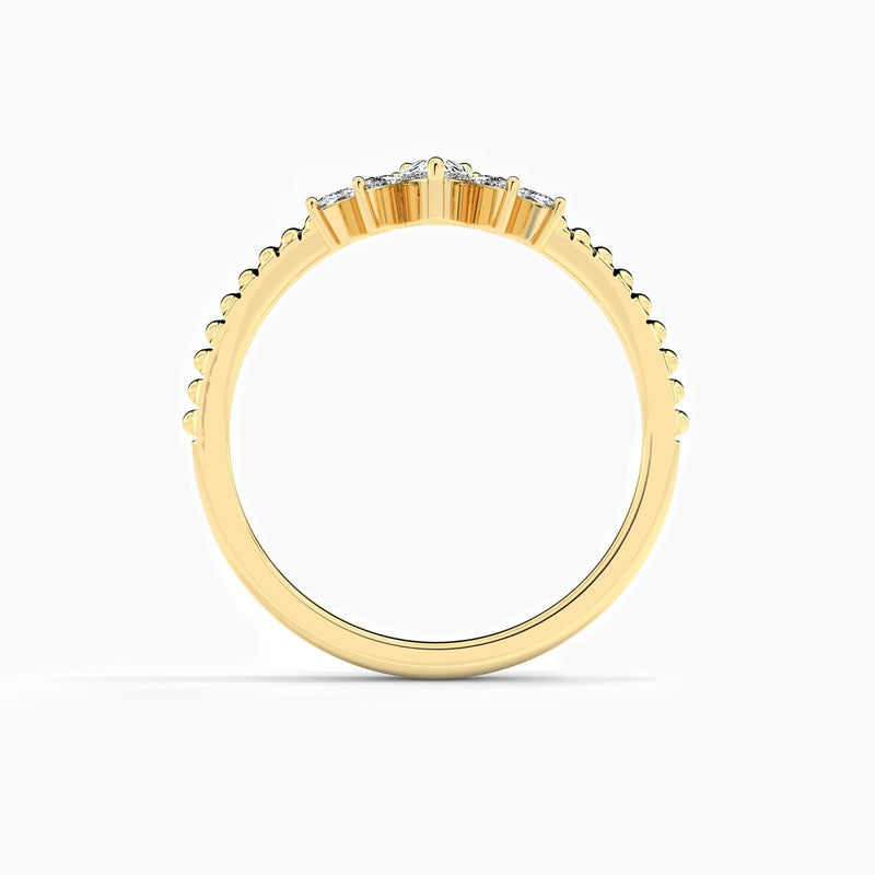 18k Solid Gold Five Stone Stackable Band for Anniversary - Detail | Riyanika Jewels
