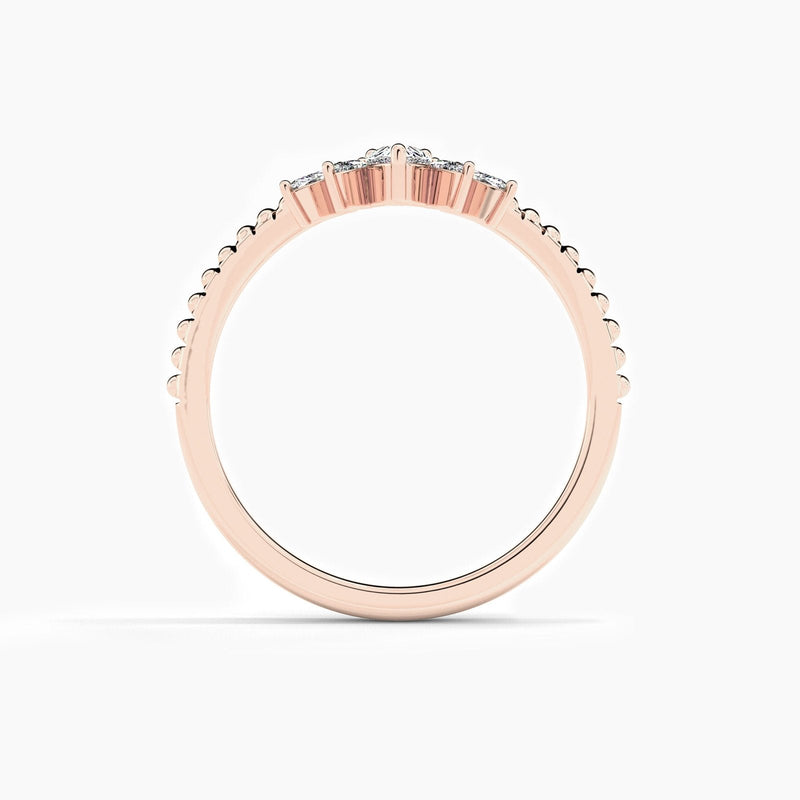 14K Solid Gold Five Stone Stackable Band for Anniversary
