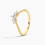 14K Solid Gold Five Stone Stackable Band for Anniversary