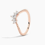 14K Solid Gold Five Stone Stackable Band for Anniversary