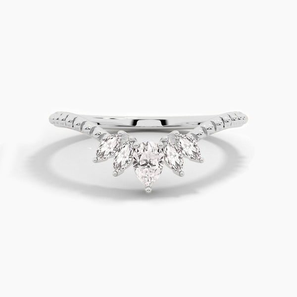 14K Solid Gold Five Stone Stackable Band for Anniversary