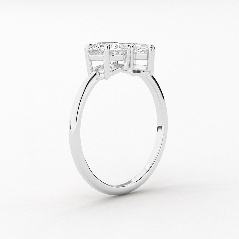 14K 1.5ct Natural Diamond Round Cut Toi et Moi Engagement Ring