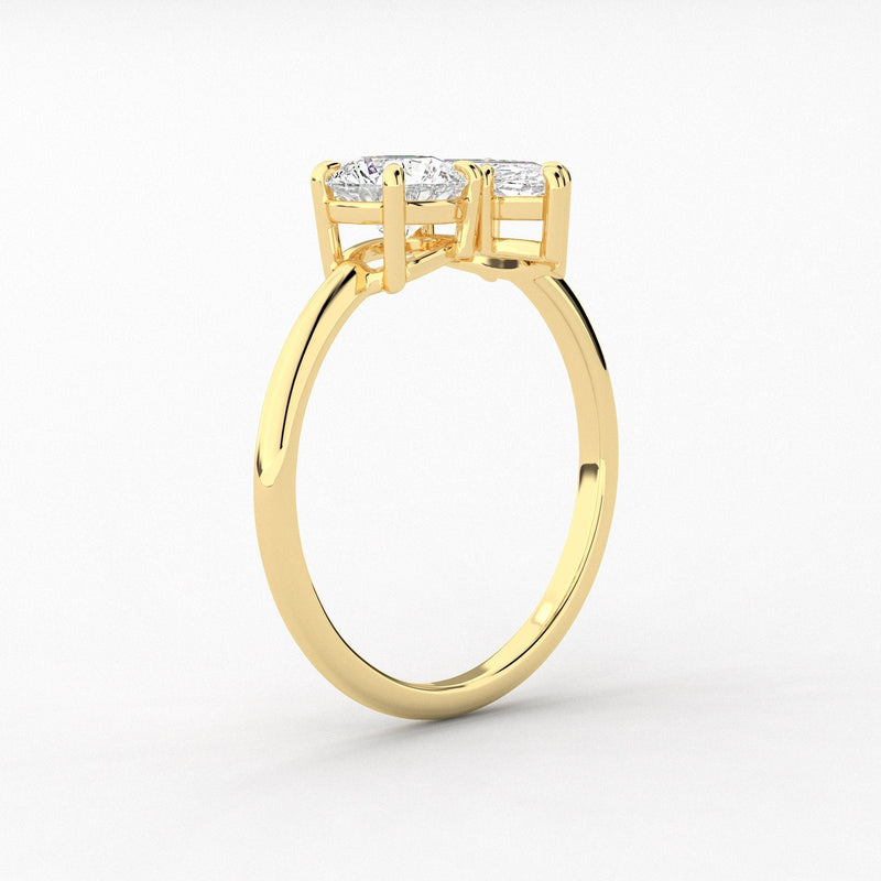 14K 1.5ct Lab Grown Diamond Round Cut Toi et Moi Engagement Ring