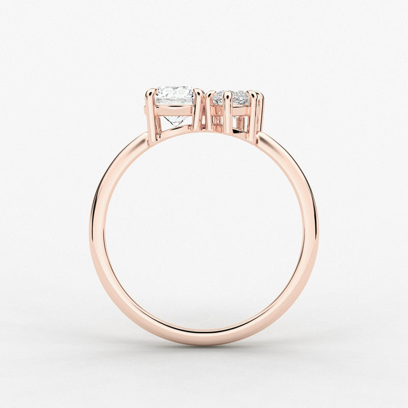 14K 1.5ct Natural Diamond Round Cut Toi et Moi Engagement Ring