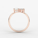 18K Solid Gold Natural Diamond Toi et Moi Ring – Marquise & Round Two-Stone Engagement Ring - Detail