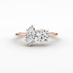 14K 1.5ct Lab Grown Diamond Round Cut Toi et Moi Engagement Ring