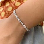 14K Solid Gold Lab Grown Diamond Dainty Tennis Bracelet – 2.00mm Stackable Design for Women