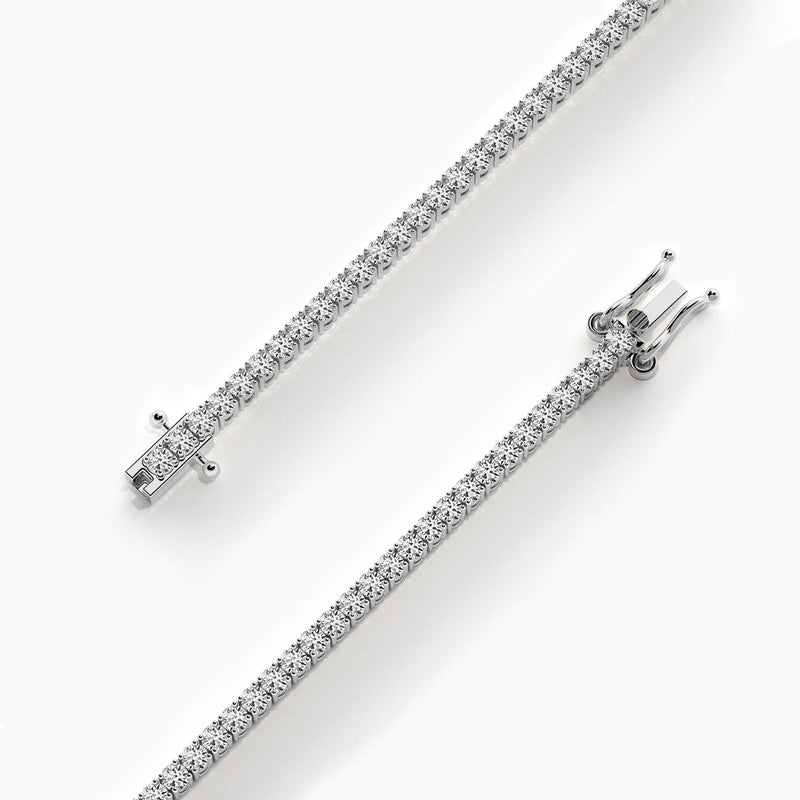 18K Solid Gold Lab Grown Diamond Dainty Tennis Bracelet – 2.00mm Stackable Design for Women - Close Up | Riyanika Jewels