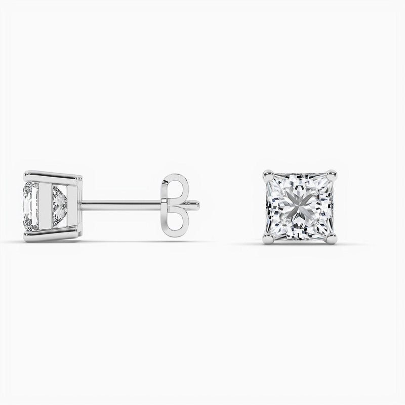 14K Lab Grown Diamond Princess Cut Stud Earrings