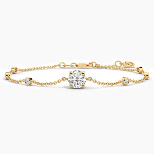 18K Solid Gold 1 Ct Lab Grown Diamond Layering Bracelet | Riyanika Jewels