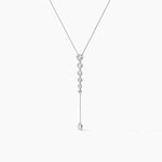 18K Solid Gold Lab Grown Diamond Cushion & Round Lariat Necklace - View 7 | Riyanika Jewels