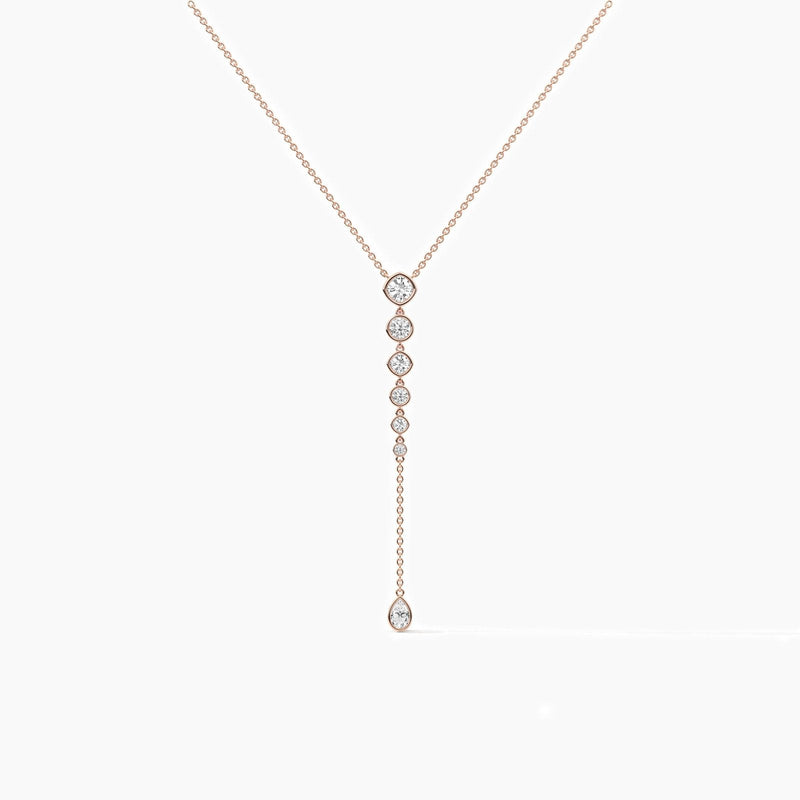 14K Lab Grown Diamond Round Cut Lariat Necklace