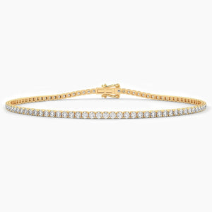 14K Solid Gold Lab Grown Diamond Tennis Bracelet – 2.00mm Dainty & Stackable for Women