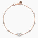 18K Solid Gold 1 Ct Lab Grown Diamond Layering Bracelet - Close Up | Riyanika Jewels