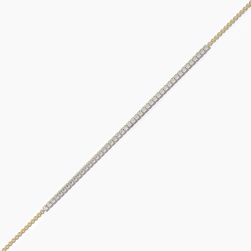 14K Solid Gold Lab Grown Diamond Tennis Bracelet – Dainty & Stackable