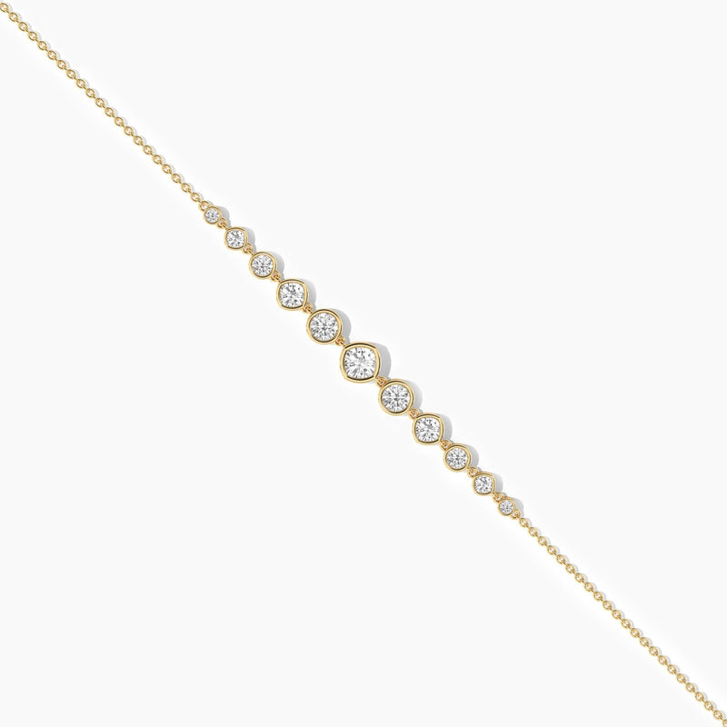 18K Solid Gold Natural Diamond Bracelet | 9 Graduated Diamonds Bezel Set - View 7 | Riyanika Jewels