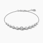 14K Solid Gold Lab Grown Diamond Bracelet | 9 Graduated Diamonds Bezel Set - Detail