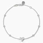 18k Solid Gold Lab Grown Diamond Station Bracelet | Heart Cut Lab Grown Diamond - Side View